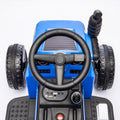 12V Kids Ride On Electric Tractor Black Knight,Kids Ride On Toy.2Wd,Non Skid Tires, Steering Wheel, Foot Pedal,With Removable Storage Tug,Light,Bluetooth,Music,Mp3,Usb,Power Display For Kids Aged 2 3. Blue 50 99 Lbs Polypropylene