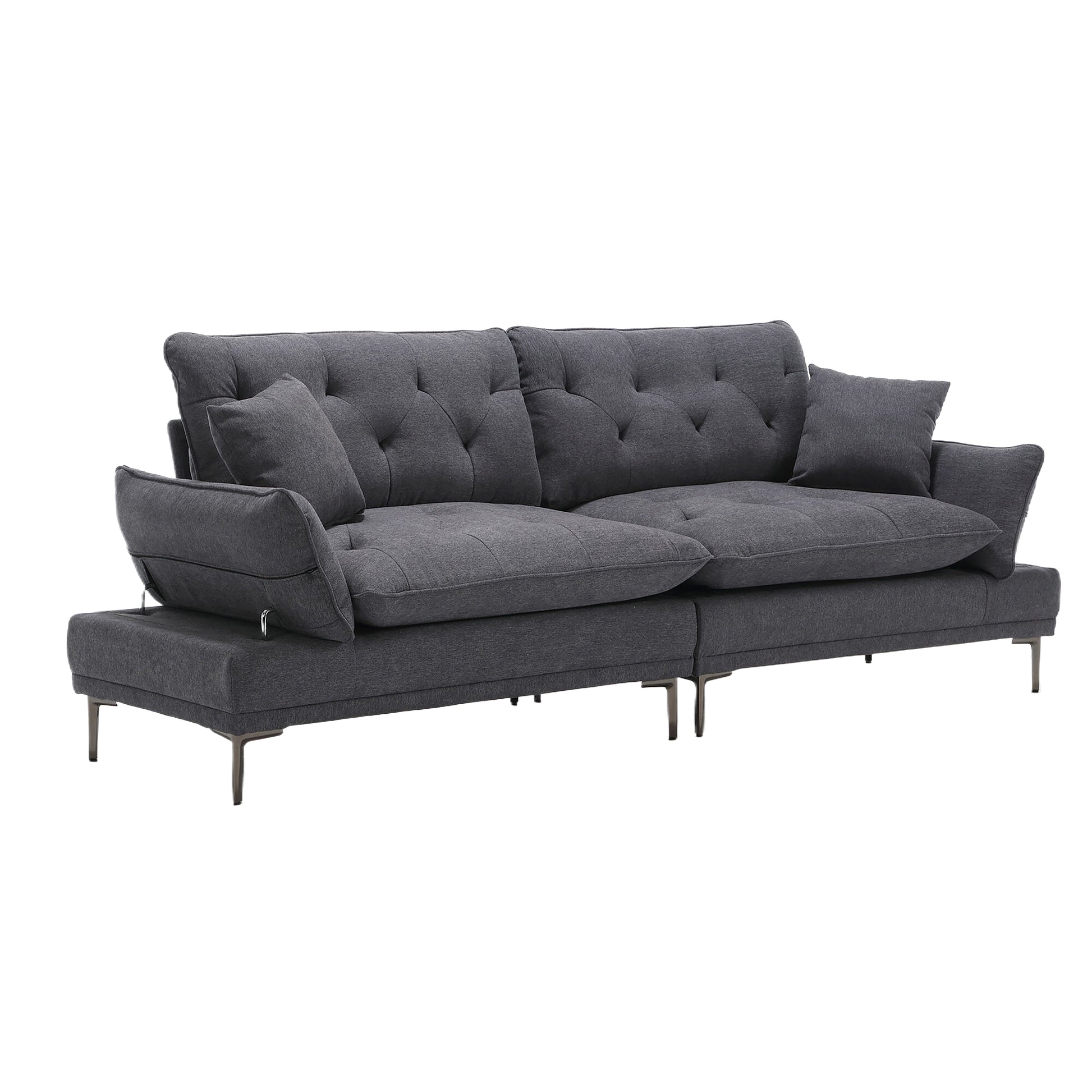 United Linen Sofaaccent Sofa Seat Sofa With Metal Feet Dark Gray Linen 3 Seat