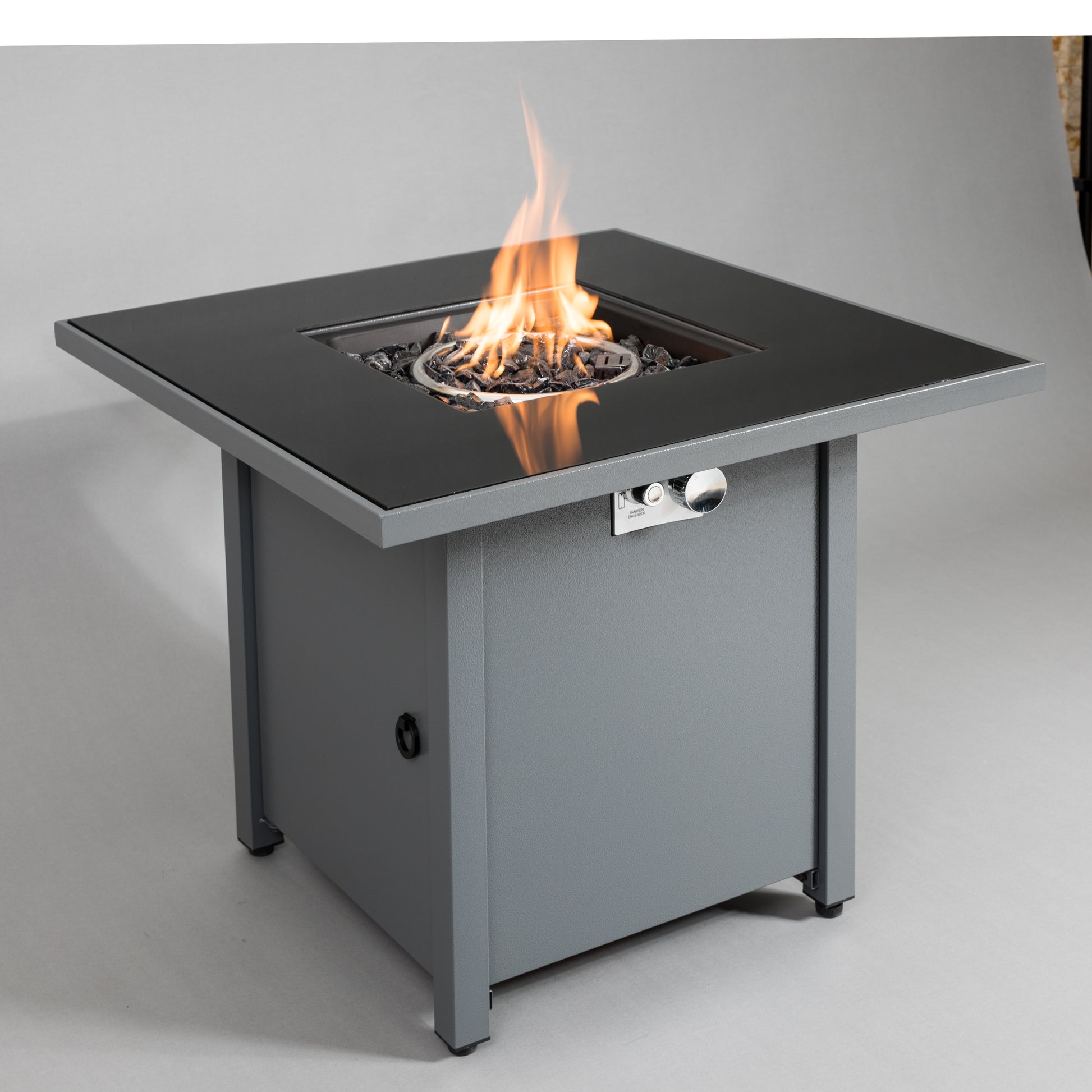 25" H X 30" W Steel Outdoor Fire Pit Table With Lid Gray Modern Steel