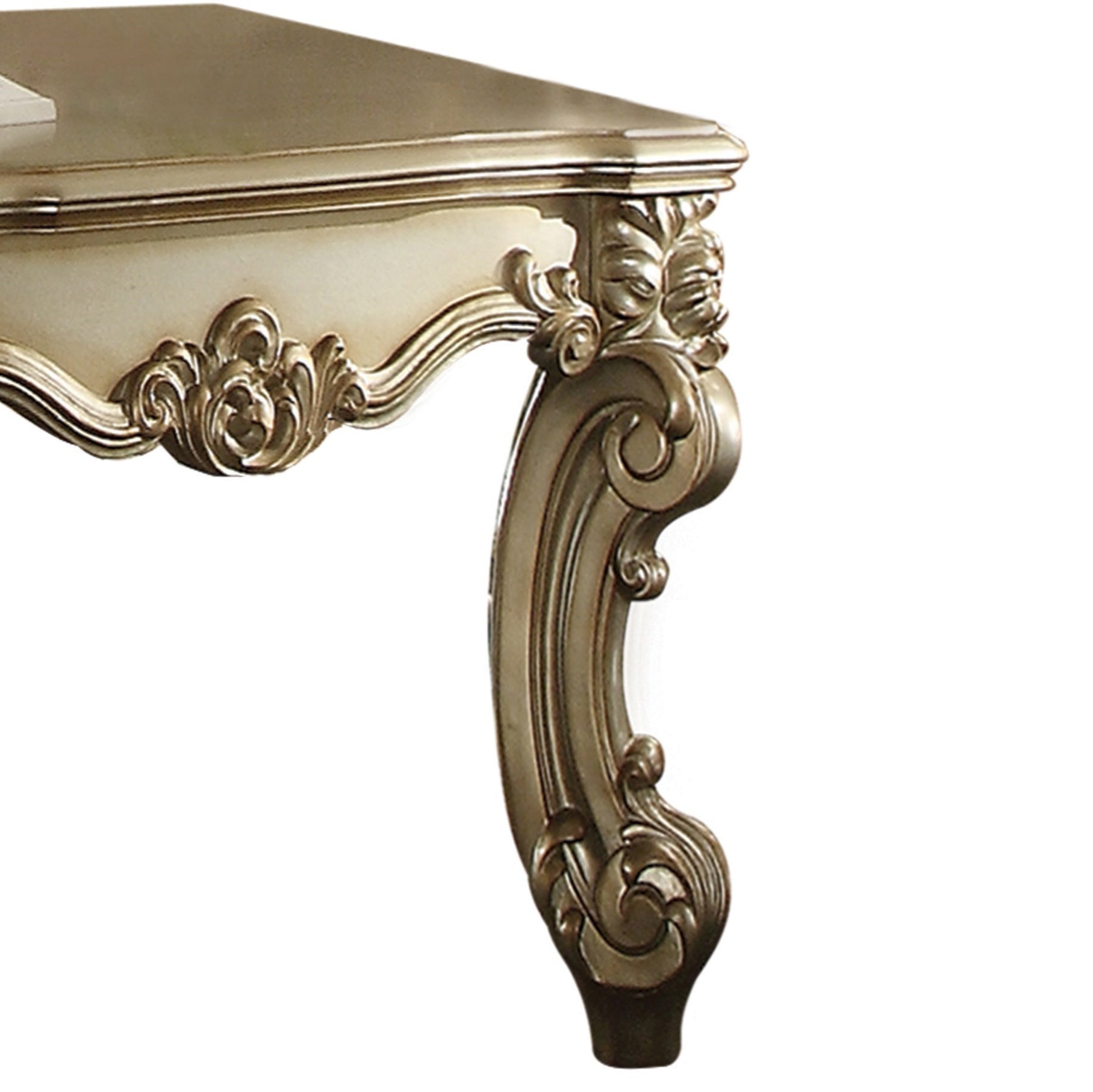 Gold Patina And Bone End Table With Scrolled Leg Gold Primary Living Space Square Solid Wood Mdf