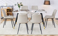 Table And Chair Set,Imitation Marble Texture Rock Board Table Top, Black Metal Table Legs, Stable And Beautiful. Modern Simple Dining Table, Comfortable Seating. White Gray Seats 6 Metal