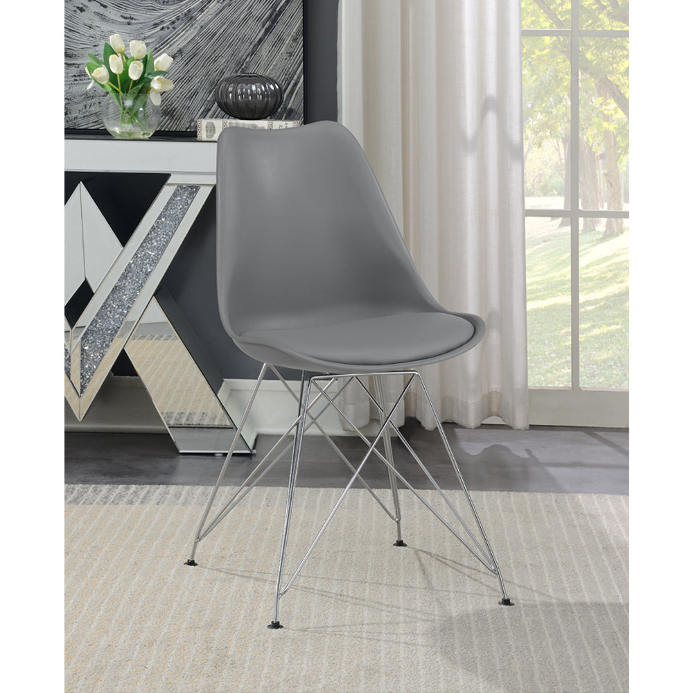 Set Of 2 Polypropylene Side Chairs, Grey Grey Rectangular Set Of 2 Metal,Polypropylene