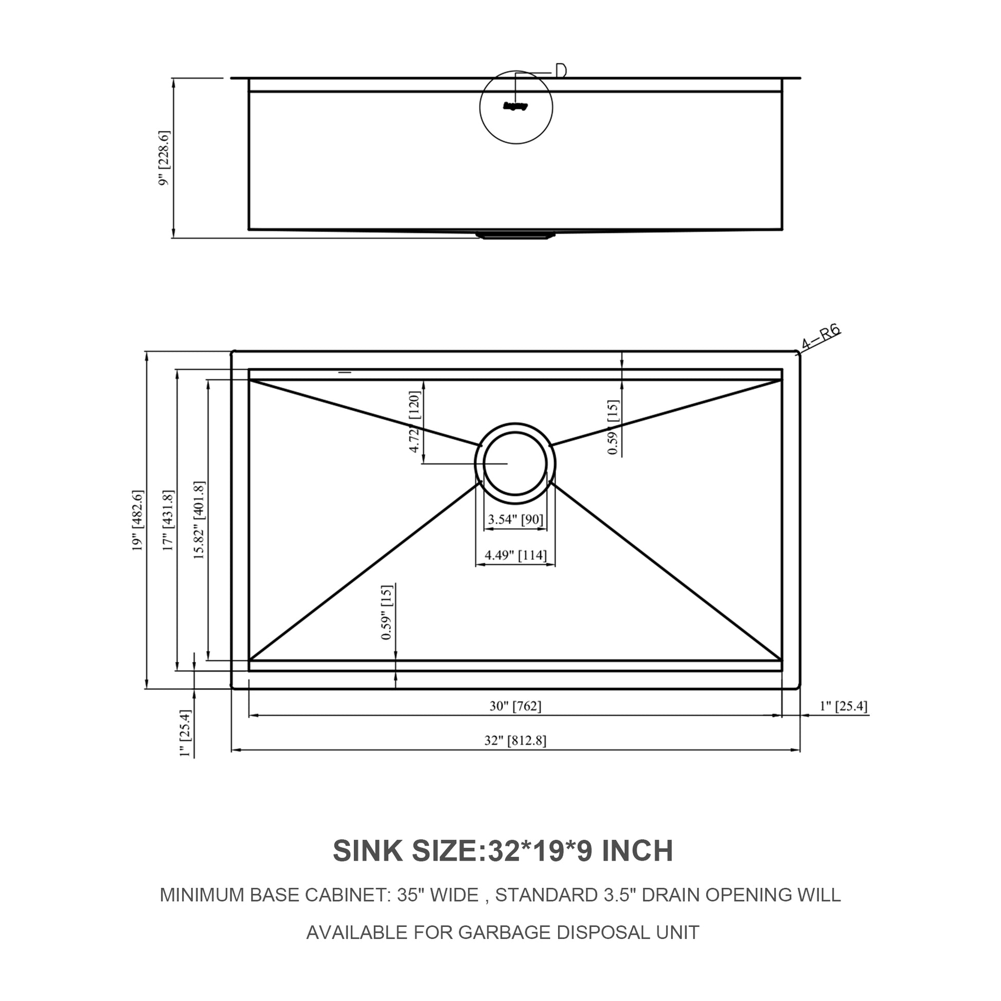 32" Undermount Kitchen Sink 32*19*9 Inch Kitchen Sink Undermount Single Bowl 18 Gauge Stainless Steel Ledge Workstation Kitchen Sinks Brushed Nickel Stainless Steel