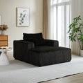 62.5 Inch Corduroy Sponge Sofa Lounge Chair,No Assembly Required,Fluffy Modern Sleeper Chair For Indoor Living Room Bedroom Black Foam Corduroy 1 Seat