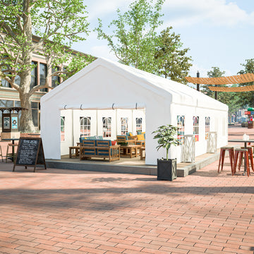 16X32Ft Party Tent Heavy Duty, Large Wedding Event Shelters With 3 Storage Bags & Removable Sidewalls, Outdoor Canopy Gazebo Commercial Tents For Parties Carport Camping Garden Patio White Metal