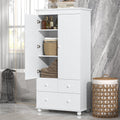 Tall Storage Cabinet With Three Drawers For Bathroom Office, White White Mdf