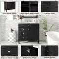 36'' Bathroom Vanity With Top Sink, Modern Bathroom Storage Cabinet With 2 Drawers And A Tip Out Drawer, Single Sink Bathroom Vanity Black Bathroom Solid Wood Mdf