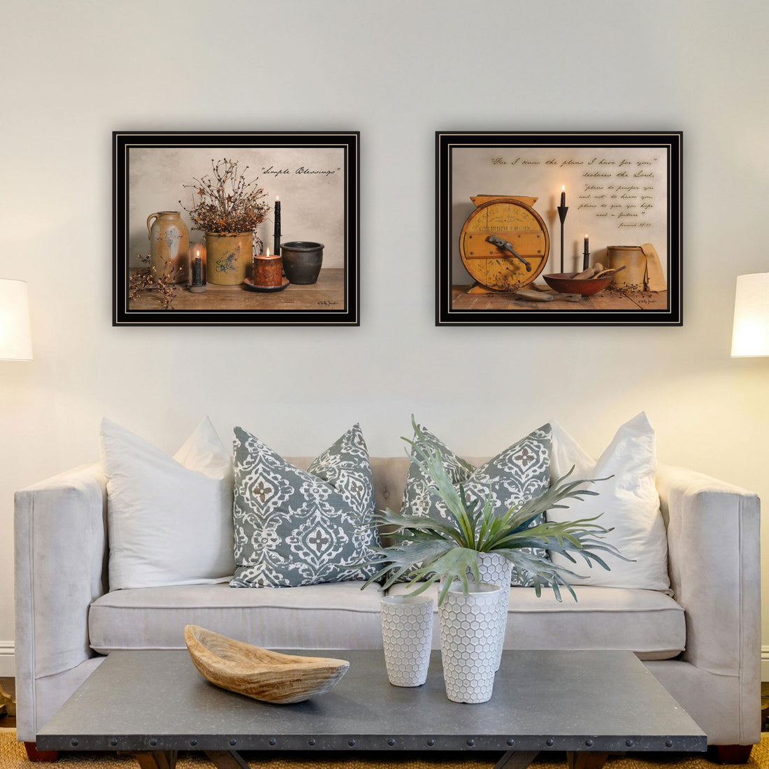 2 Piece Vignette Simple Blessings Black Framed Wall Art For Living Room, Bedroom Wall Art Print For Home Decor By Billy Jacobs Multicolor Wood Paper