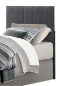 1Pc Twin Headboard Gray Fabric Upholstery Padded Vertical Channel Tufted Twin Gray Bedroom Polyester Engineered Wood