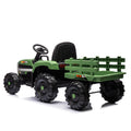 Ride On Tractor With Trailer,24V Battery Powered Electric Tractor Toy, 200W*2Motor 1.86 4.97Mph Remote Control,Electric Car For Kids,Three Speed Adjustable,Usb,Mp3 ,Bluetooth,Led Light, Safety Belt. Emerald 50 99 Lbs Polypropylene