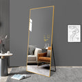 65*24 Inch Floor Mirror Full Length Mirror Ultra Thin Aluminum Alloy Frame Modern Style Standing Hanging Mirror Wall Mounted Mirror Gold Gold Clear Glass Metal