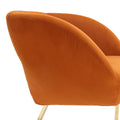 Coolmore Upholstered Tufted Living Room Chair Textured Linen Fabric Accent Chair With Metal Stand Orange Velvet