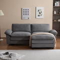 Modular Sectional Sofa With Movable Ottoman,L Shaped Corduroy Fabric Couch With High Supportive & Soft Sponges And Removable Ottoman, Sleeper Comfy Upholstered Furniture For Living Room Grey Grey