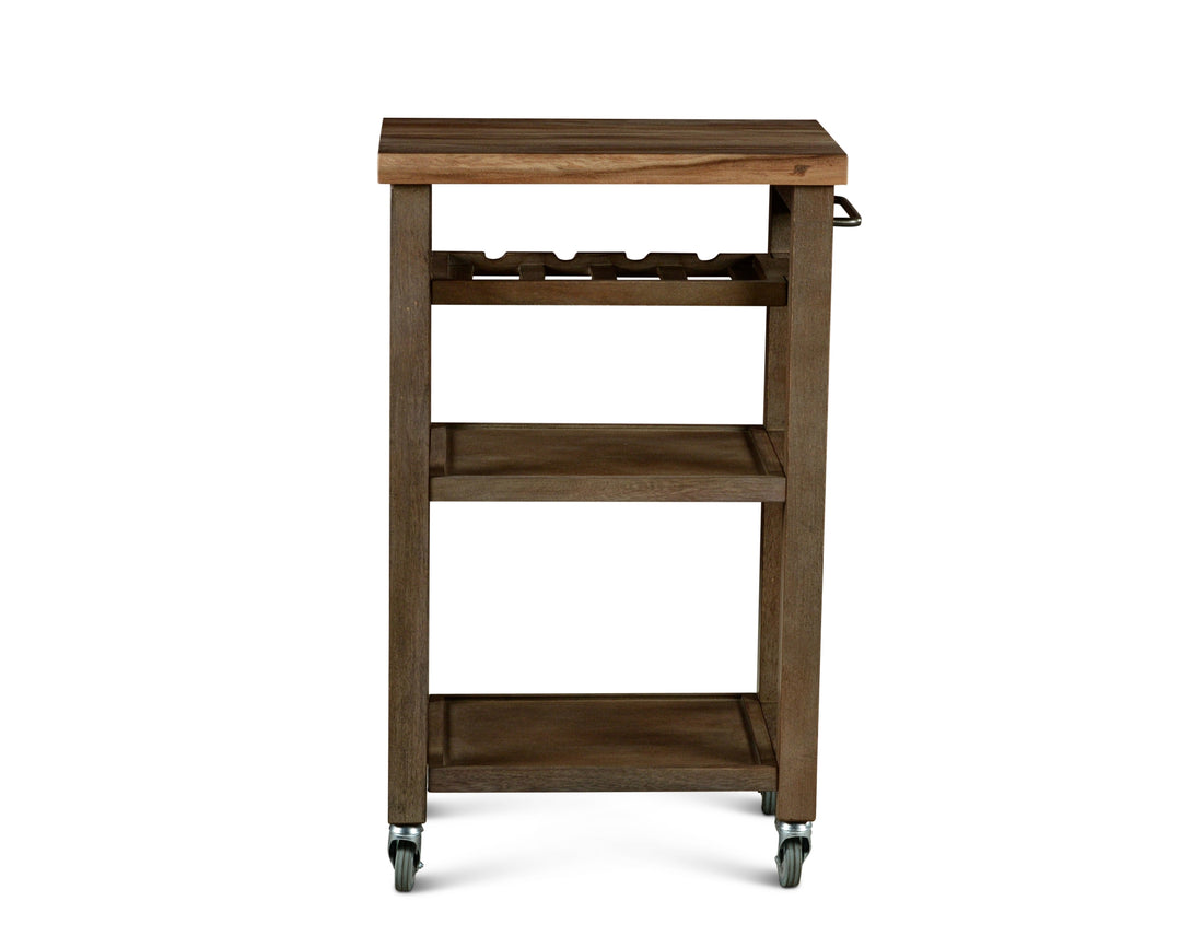 Belden Kitchen Cart Gray - Dark Brown Wood