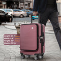 Carry On Luggage 20 Inch Front Open Luggage Lightweight Suitcase With Front Pocket And Usb Port, 1 Portable Carrying Case Rose Gold Abs