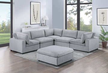 Dark Gray Color 6Pc Modular Sectional Set Corduroy Upholstery Couch 3X Corner Wedge 2X Armless Chairs 1X Ottoman Living Room Furniture Dark Gray Primary Living Space Cushion Back Contemporary,Modern