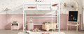 Twin Size High Loft Bed With Inclined Ladder, Guardrails,White Twin White American Design Pine