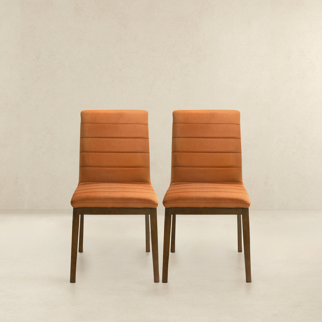 Ines Burnt Orange Velvet Dining Chair Set Of 2 Solid Brown,Burnt Orange Brown Dining Room Foam Wipe Clean Mid Century Modern Dining Chairs Foam Boucle,Solid Wood