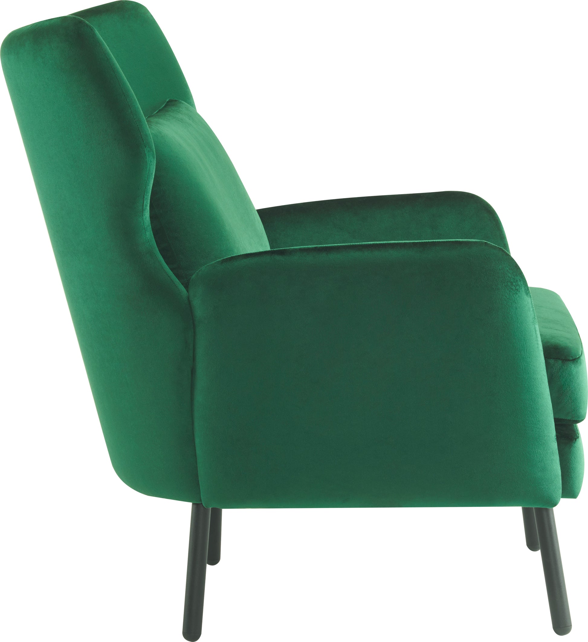 Wing Back Velvet Accent Chair, Modern Living Room Armchair Comfy Upholstered Single Sofa Chair For Bedroom Dorms Reading Reception Room With Metal Legs & Pillow, Green Green Velvet