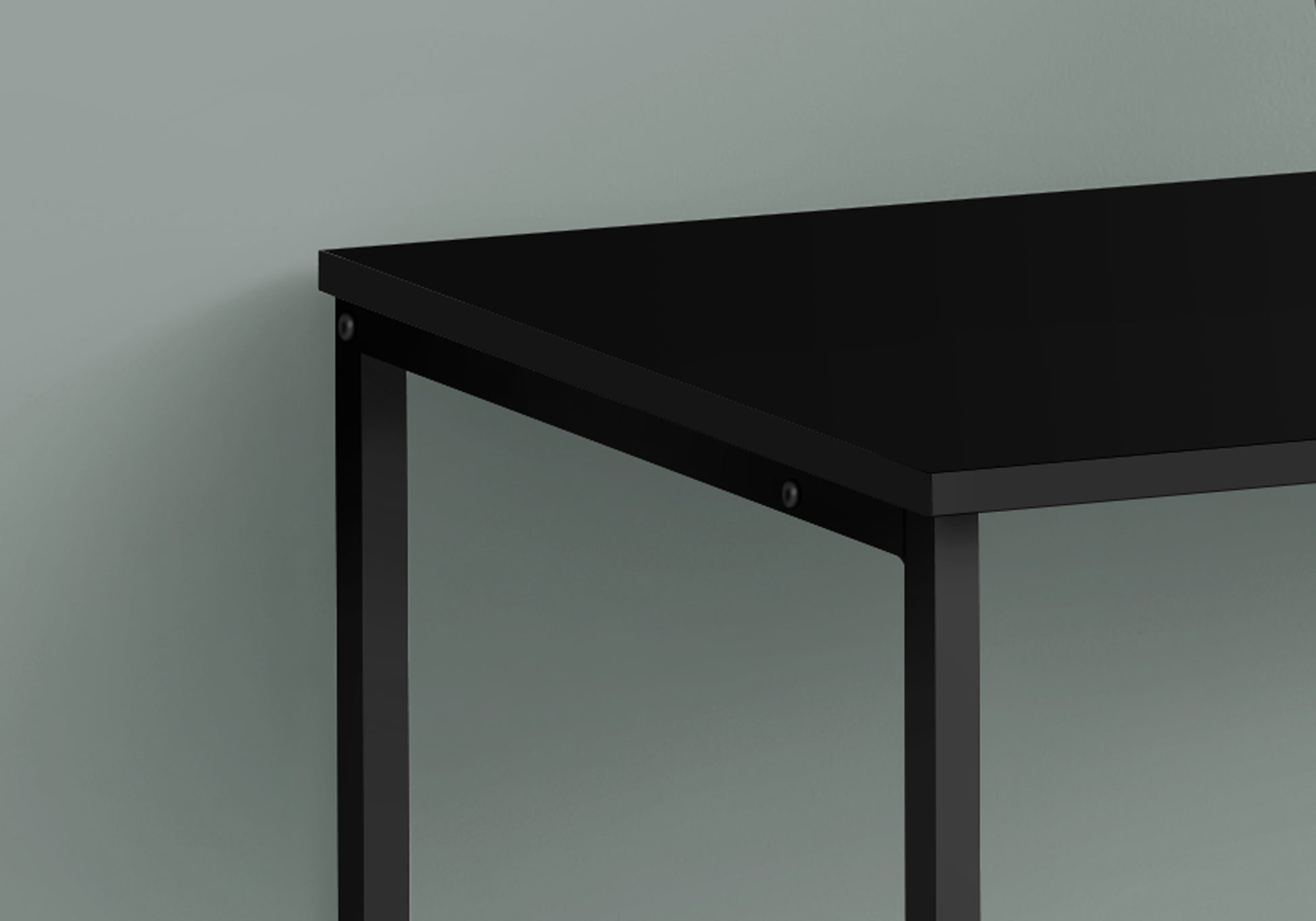 Computer Desk, Home Office, Laptop, Left, Right Set Up, Storage Drawers, 40"L, Work, Black Laminate, Black Metal, Contemporary, Modern Black Particle Board