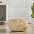 Knited Pouf Beige Cotton