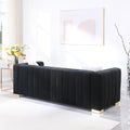 A Modern Channel Sofa Take On A Traditional Chesterfield,Black Color,3 Seater Black Velvet 3 Seat