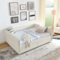 Daybed With Trundle Upholstered Tufted Sofa Bed, With Two Drawers, Queen Size, Boucle Fabric, Beige 88