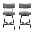 26''Retro Swivel Counter Stools Set Of 2,Grey Counter Stools With Iron Frame,Pu Sponge Cushion,Footrest,Suitable For Kitchen Bedroom Dining Room. Iron Grey Kitchen Sponge Retro Set Of 2 Fiber Foam