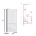 Taly Double Door Armoire White White Bedroom Modern Particle Board