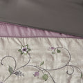 Embroidered 7 Piece Comforter Set Purple Queen Queen Purple Polyester
