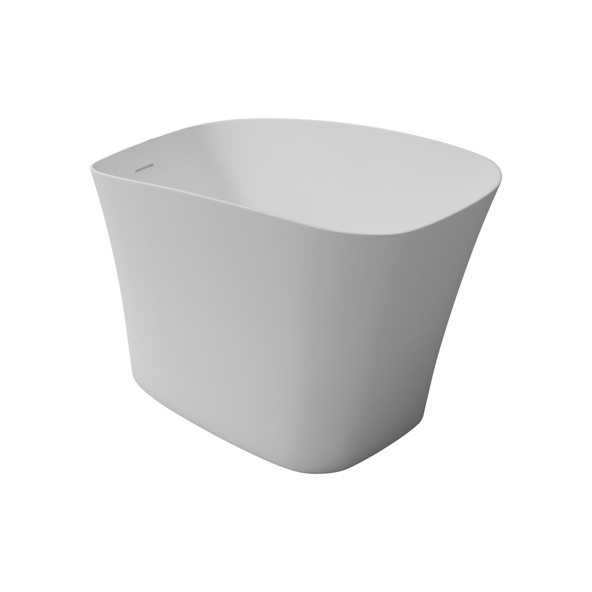 51" Solid Surface Soaking Bathtub Matte White Freestanding Tubs Matte Center Front Solid Surface