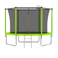 10Ft Trampoline For Kids, Basketball Hoop And Ladder, Outdoor Kids Trampoline With Safety Enclosure,Fast Assembly For Backyard Fun,Astm Approved Green Metal