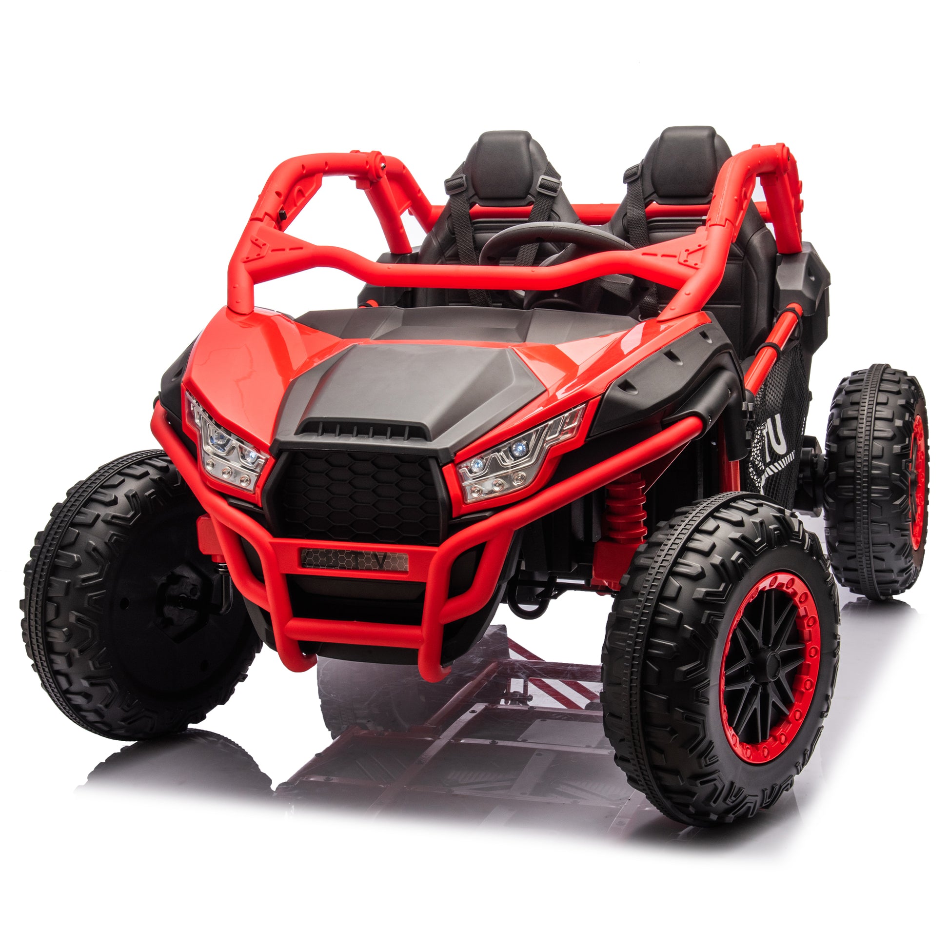 24V Two Seater Kids Ride On Utv W Parents Control,20In Seat Width,400W Super High Power,Four Wheel Suspension,Bluetooth,Mp3,Usb,Led Light,Horn,Rear Storage Space,Speeds 3.73 4.97Mph For Kids Aged 3