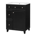 24 Inch Bathroom Vanity Cabinet With Ceramic Sink, 2 Drawers, 1 Door Black Bathroom Solid Wood Mdf