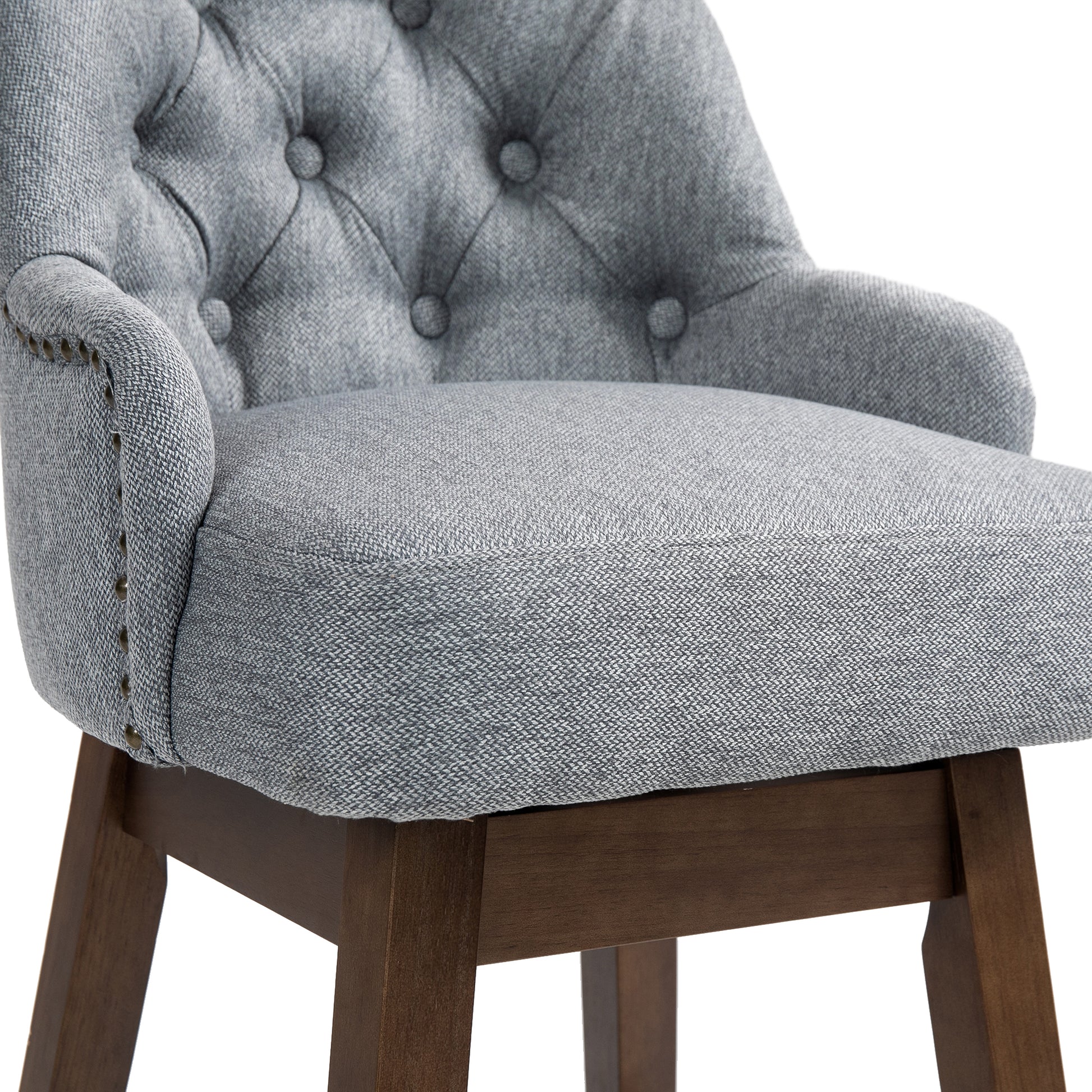 Coolmore Bar Stools Set Of 2 Counter Height Chairs With Footrest For Kitchen, Dining Room And 360 Degree Solid Wood Legs Swivel Bar Stools Set Of 2 Gray Linen Gray Foam Linen