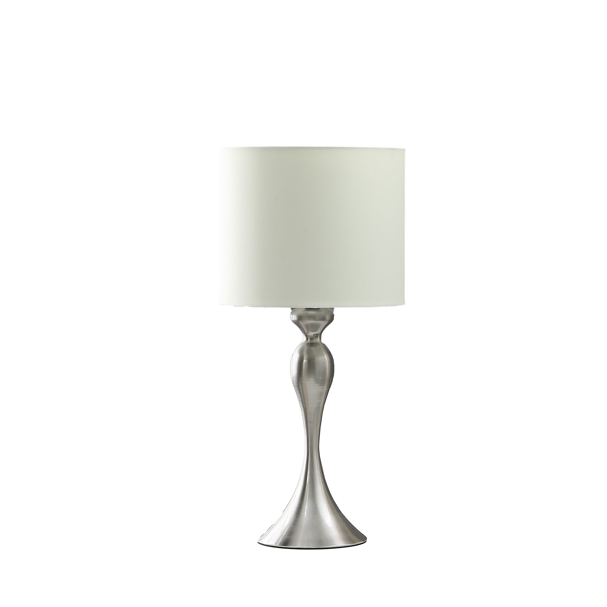 24.5" In Bailey Brushed Silver Modern Candlestick Metal Table Lamp Silver Fabric Metal