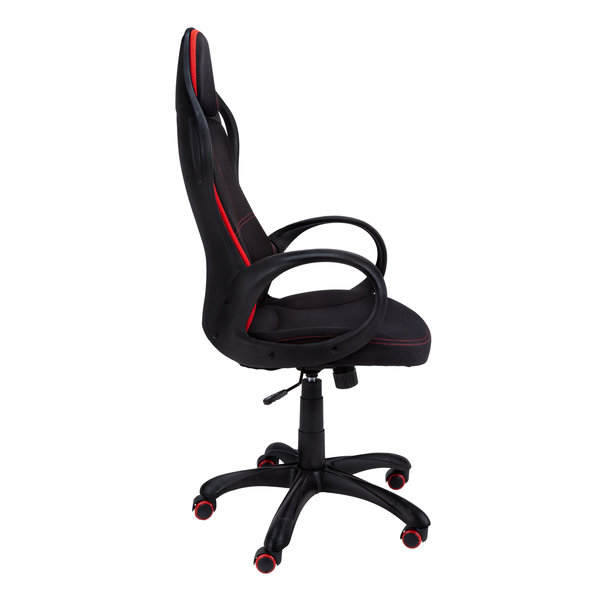 Office Chair, Gaming, Adjustable Height, Swivel, Ergonomic, Armrests, Computer Desk, Work, Black And Red Fabric, Black Metal, Contemporary, Modern Black Foam Polyester