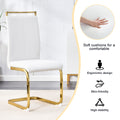 Table And Chair Set,Modern Rectangular Table With 0.4 Inch Black Patterned Tabletop And Gold Legs, Suitable For Kitchen, Dining Room, And Living Roomcomfortable Pu Seats,Perfect For Dinner, Meet White Black Seats 4 Sintered Stone