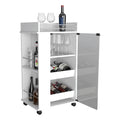 Baltimore Bar Cart With Casters, Glass Door And 2 Side Shelf White Primary Living Space Modern Particle Board Shelves Included Engineered Wood