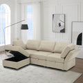 Convertible Sectional Sofa With Chaise, L Shaped Sofa Couch Modular Sectional Sofa With Storage Seats, Adjustable Arms And Backs Beige Beige Polyester 3 Seat