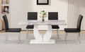 Table And Chair Set, Modern Minimalist White Marble Textured Rectangular Dining Table. Suitable For Restaurants And Living Rooms. Soft Cushion Seats.F 1280 White Mdf