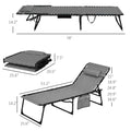 Outsunny Folding Chaise Lounge Set With 5 Level Reclining Back, Outdoor Lounge Tanning Chair With Padded Seat, Side Pocket & Headrest For Beach, Yard, Patio, Gray Grey Steel