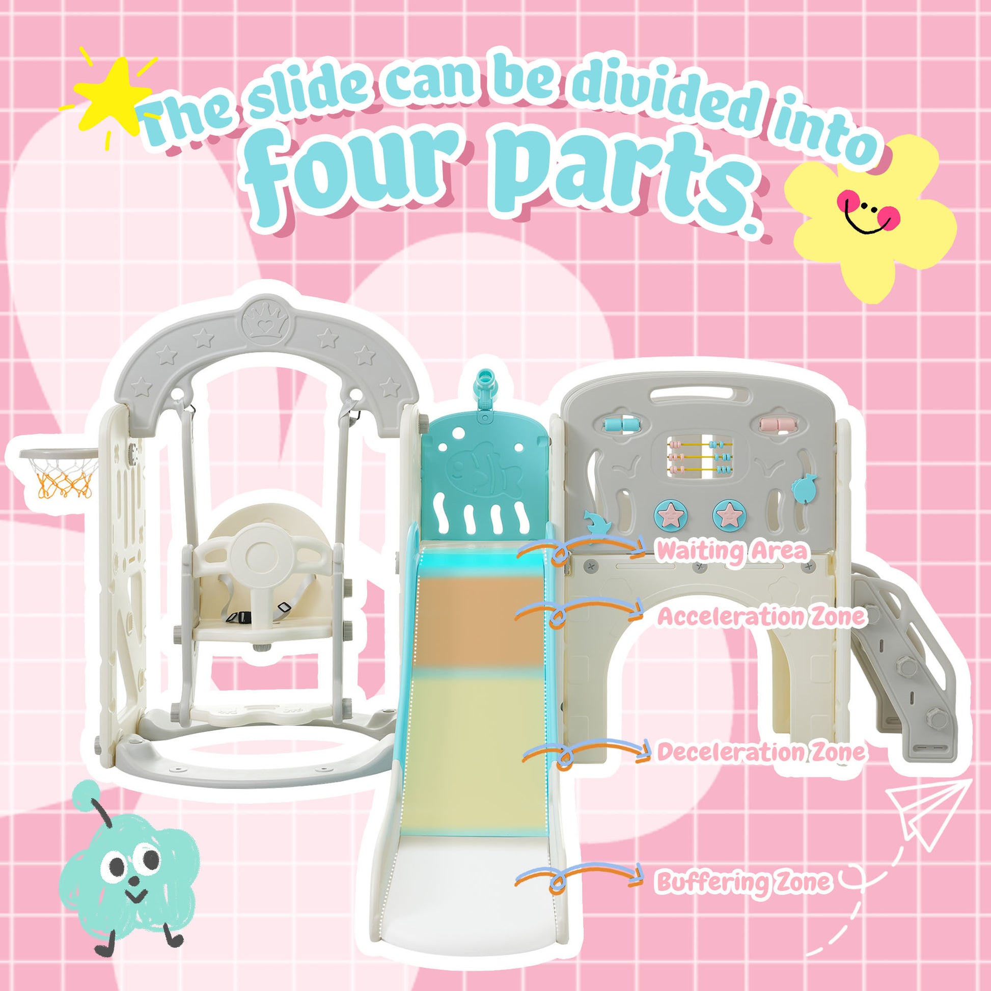 Toddler Slide And Swing Set 10 In 1, Kids Slide For Toddler Age 1 3 With Basketball Hoop, Kids Slide Playset Structure,Arch Tunnel And Telescope, Toy Storage Organizer For Toddlers Blue 50 99 Lbs Cute 1 To 2 Years Hdpe Indoor & Outdoor Use