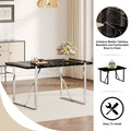 Table And Chair Set.A Rustic Industrial Rectangular Mdf Black Dining Table With Mdf Desktop And Electroplated Silver Metal Legs.Paried With 4 Chairs With Pu Cushion And Metal Legs. Black,Dark Gray,Silver Seats 4 Mdf Metal