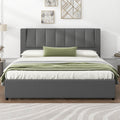 King Size Upholstery Platform Bed With Storage Headboard, 2 Drawers And Trundle, Gray King Gray Upholstered