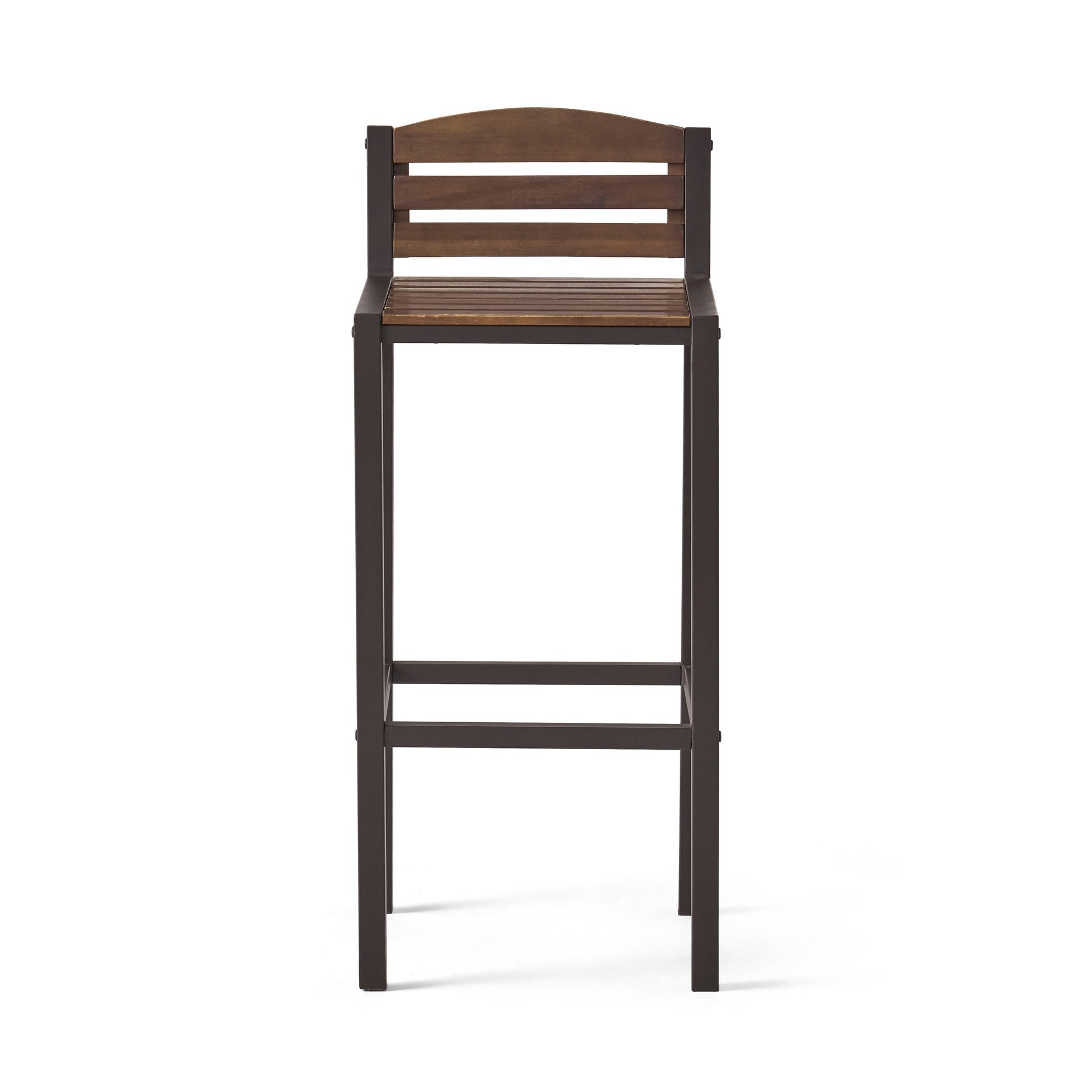 Milos Outdoor Acacia Wood Barstool Set Of 2 Dark Brown Acacia Wood