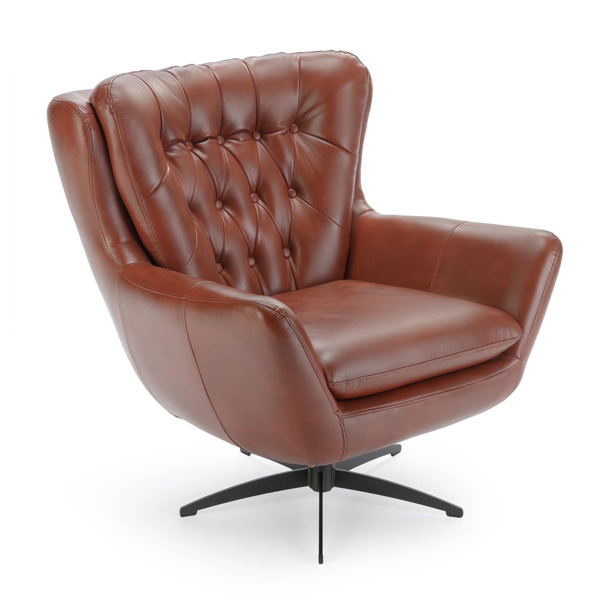 Calvin Caramel Tufted Faux Leather Swivel Chair Caramel Foam Faux Leather