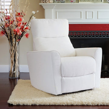 Soho Swivel Glider In White White Fabric