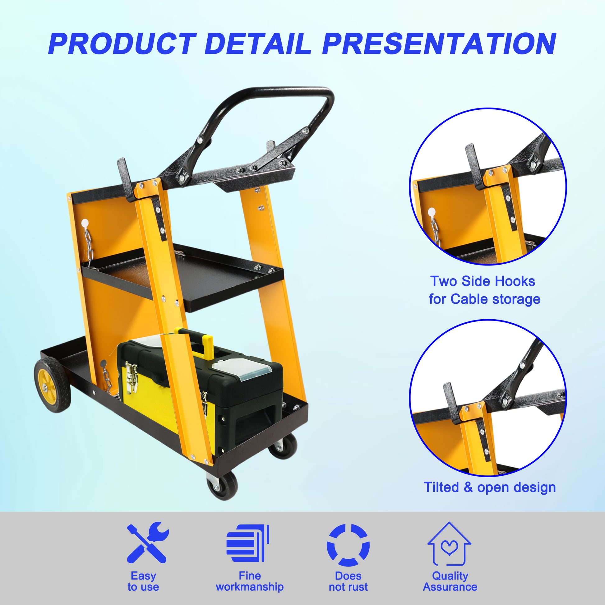 Multi Function 3 Tier Welding Cart. Gas Bottle And Accessory Storage.Welding Heavy Duty Cart For Tig Mig Welder And Plasma Cutter With Upgrade Handles And Increase Storage Space Tank Storage Yellow Black Garden & Outdoor Iron