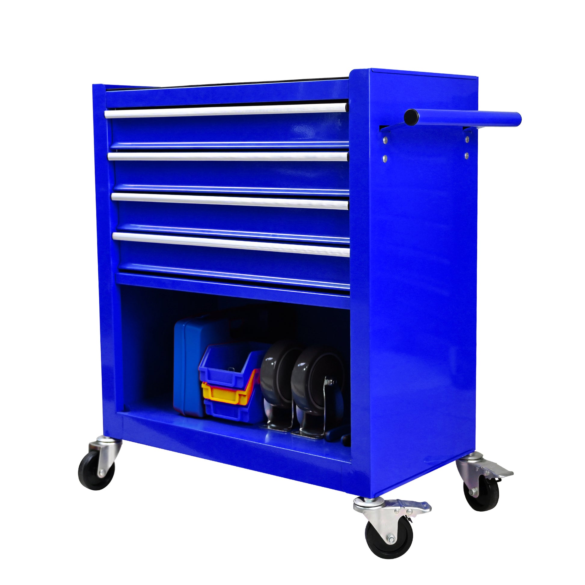 4 Drawers Multifunctional Tool Cart With Wheels Blue Blue Steel